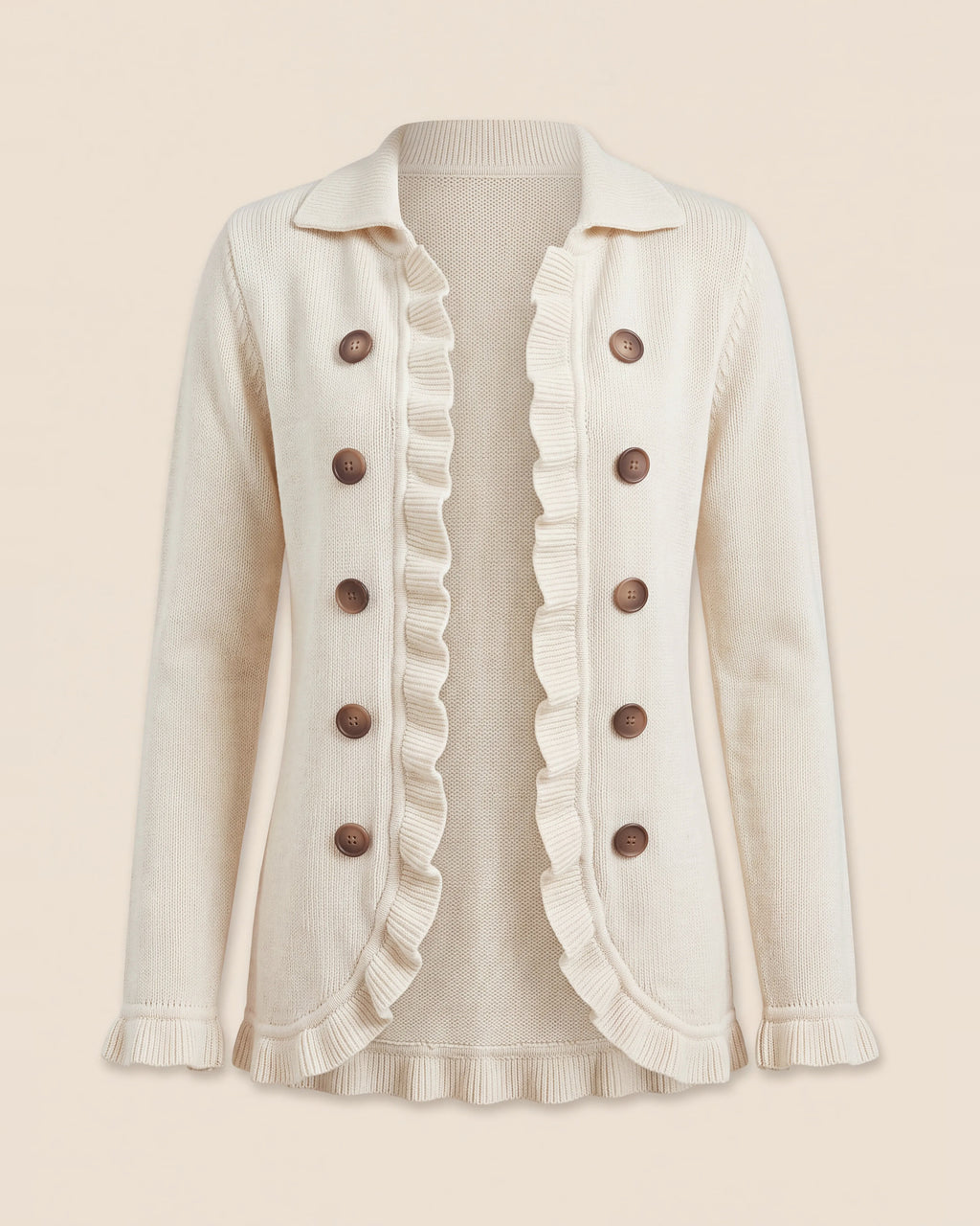Adelina™ | Chamarra lisa con holanes marfil