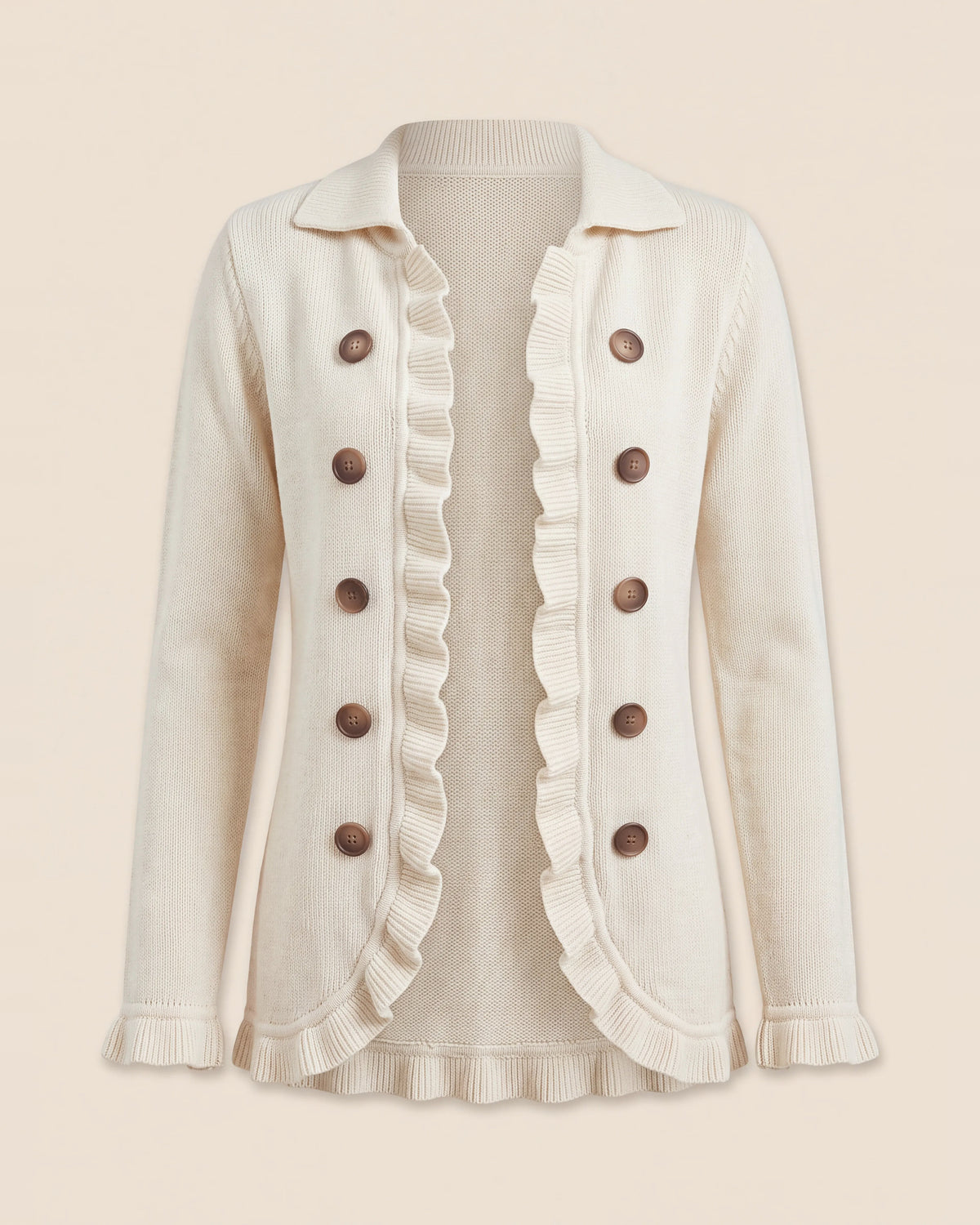 Adelina™ | Chamarra lisa con holanes marfil