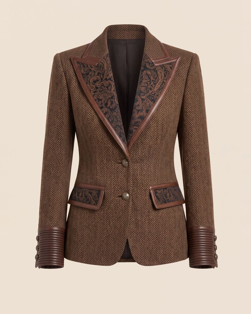 Consuelo™ | Blazer de espiga con paneles café