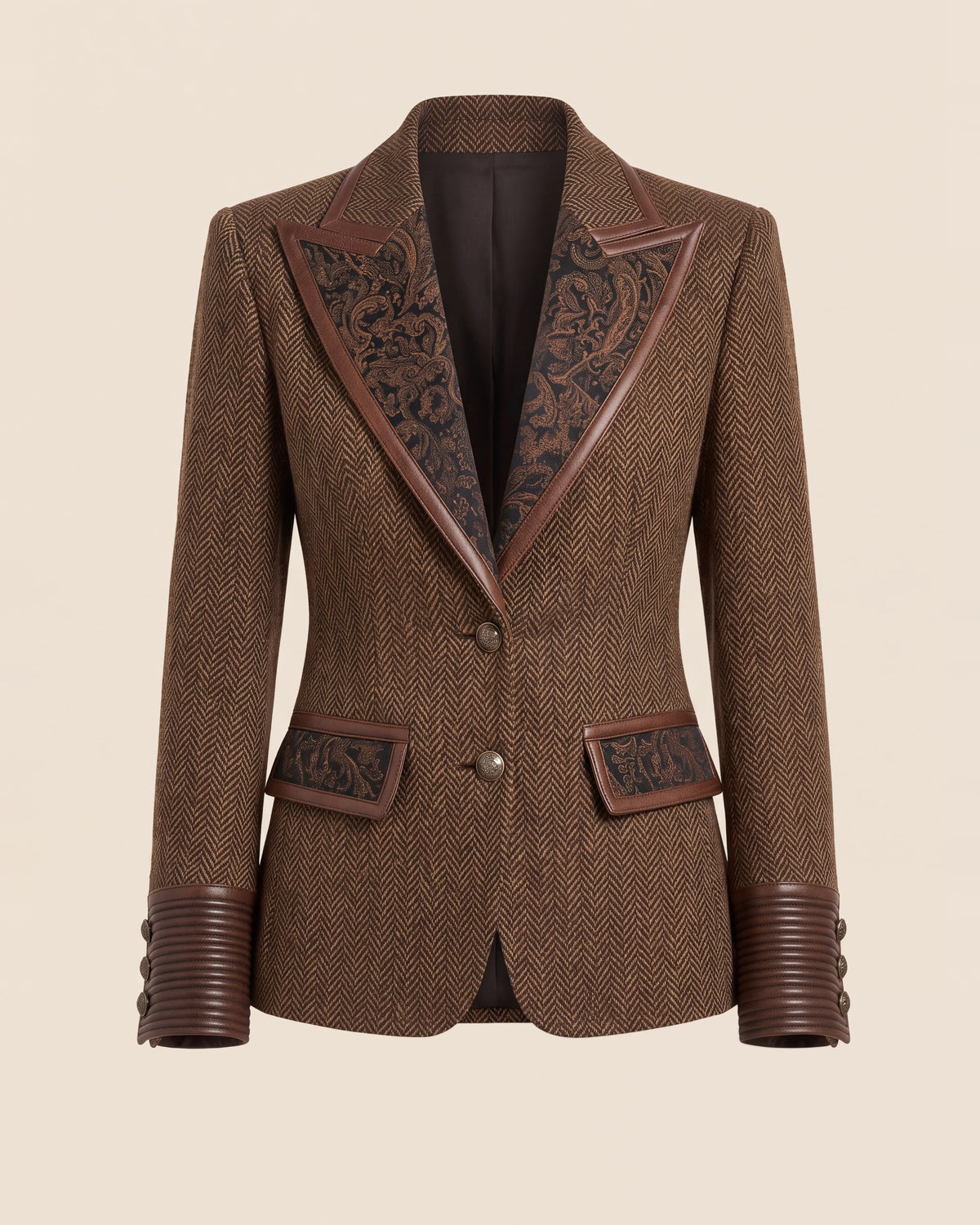 Consuelo™ | Blazer de espiga con paneles café