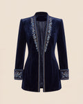 Nuria™ | Saco largo bordado azul marino