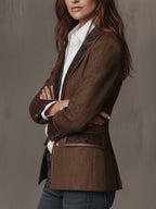 Consuelo™ | Blazer de espiga con paneles café
