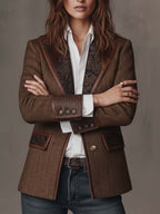 Consuelo™ | Blazer de espiga con paneles café