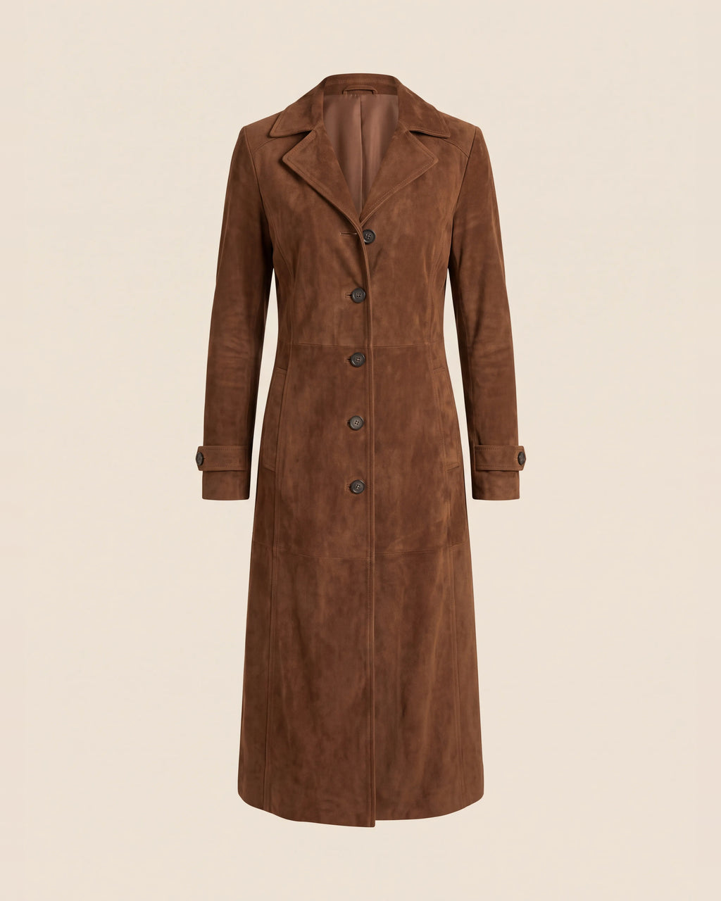 Teresa™ | Gabardina de gamuza café