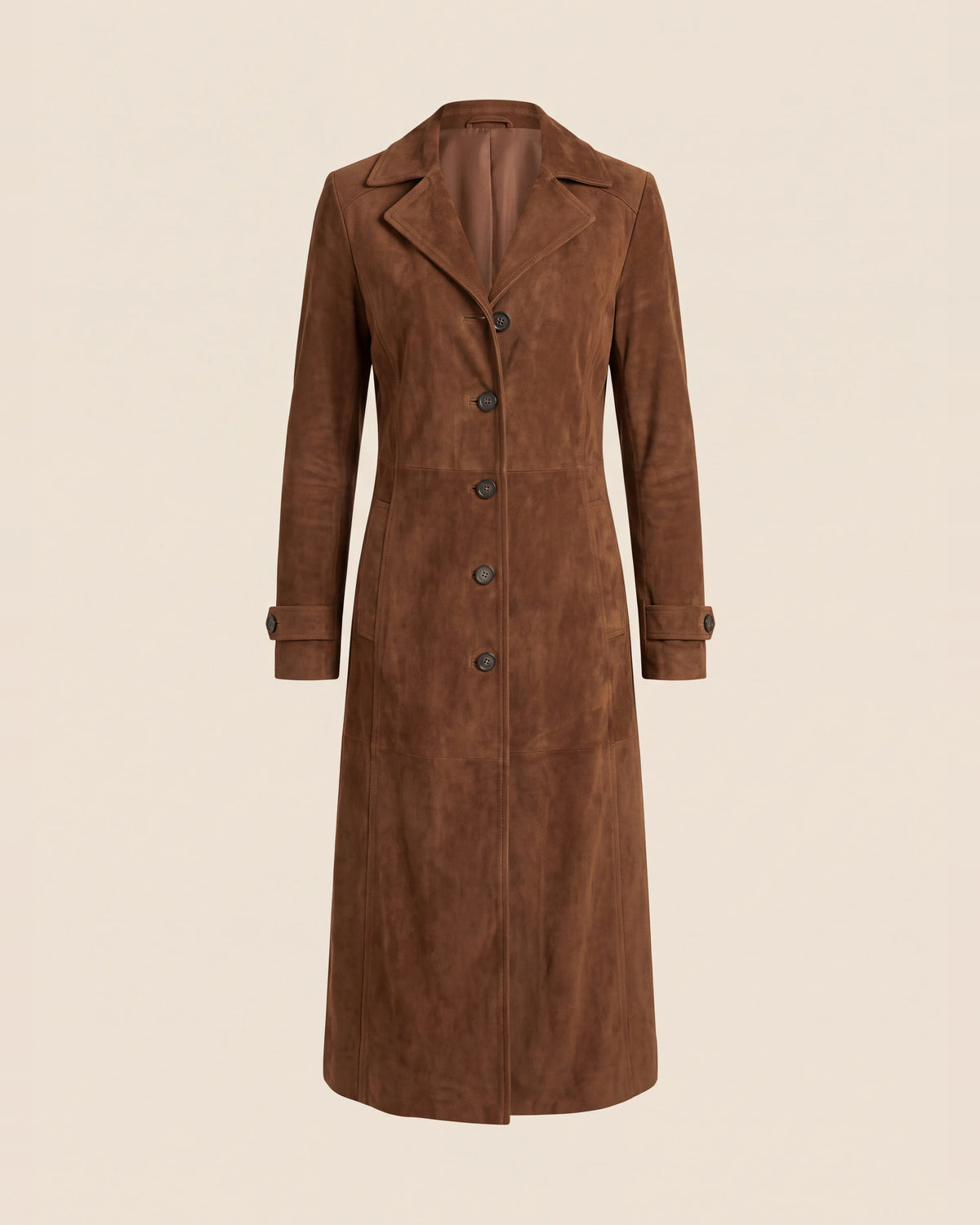 Teresa™ | Gabardina de gamuza café