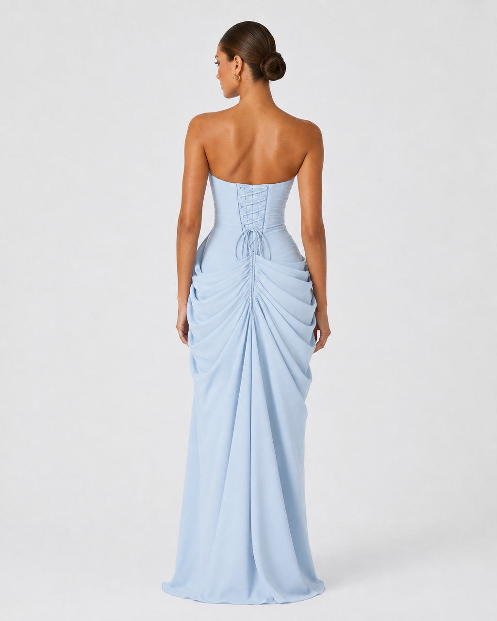 Constanza™ | Vestido largo strapless azul cielo