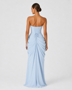 Constanza™ | Vestido largo strapless azul cielo