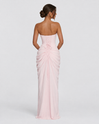 Constanza™ | Vestido largo strapless rosa palo