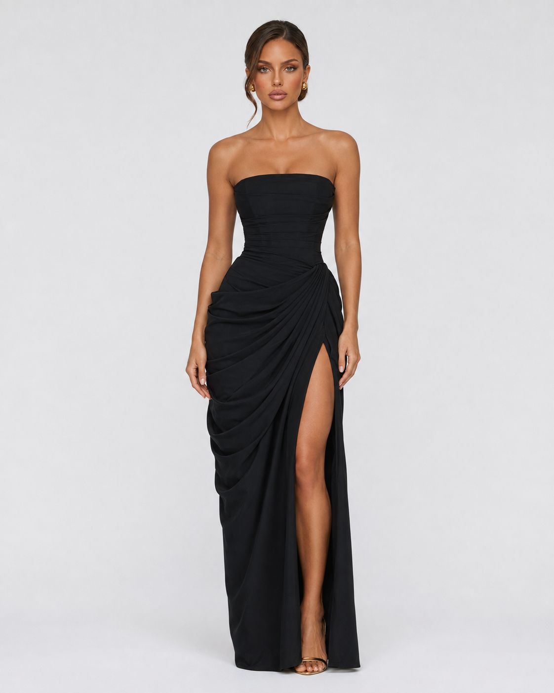 Constanza™ | Vestido largo strapless negro