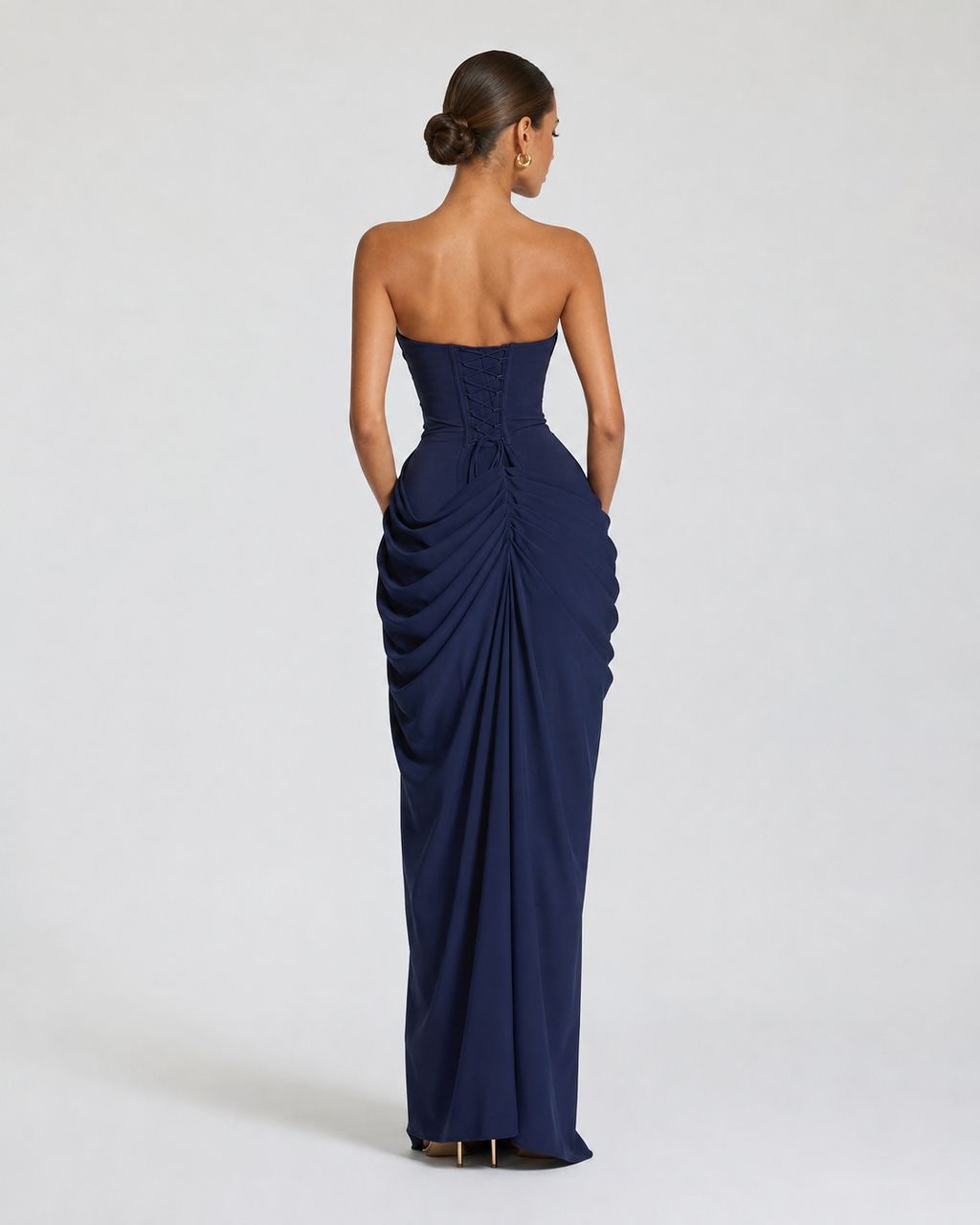 Constanza™ | Vestido largo strapless azul marino
