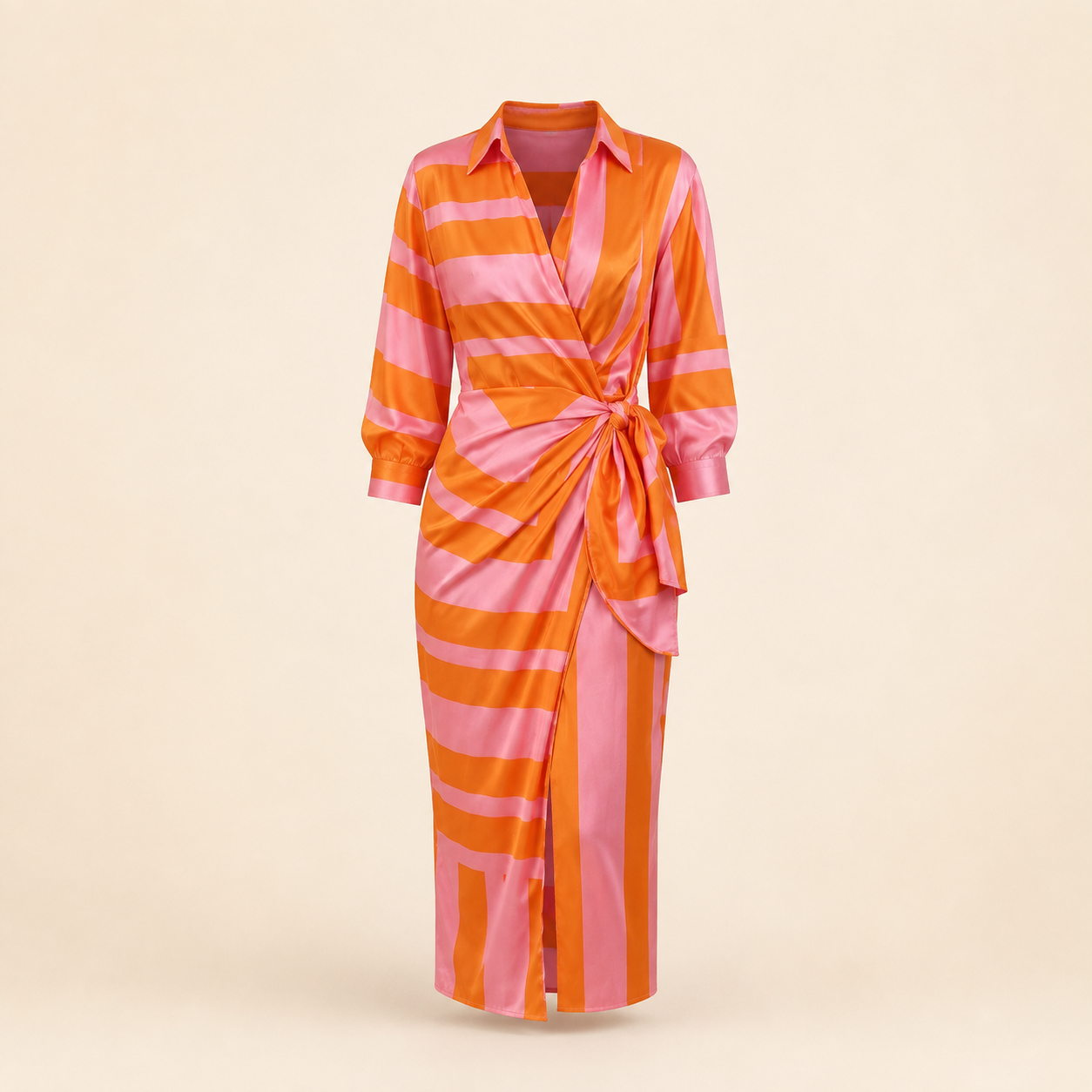 Cecilia™ - Vestido a rayas (Naranja y Rosa)