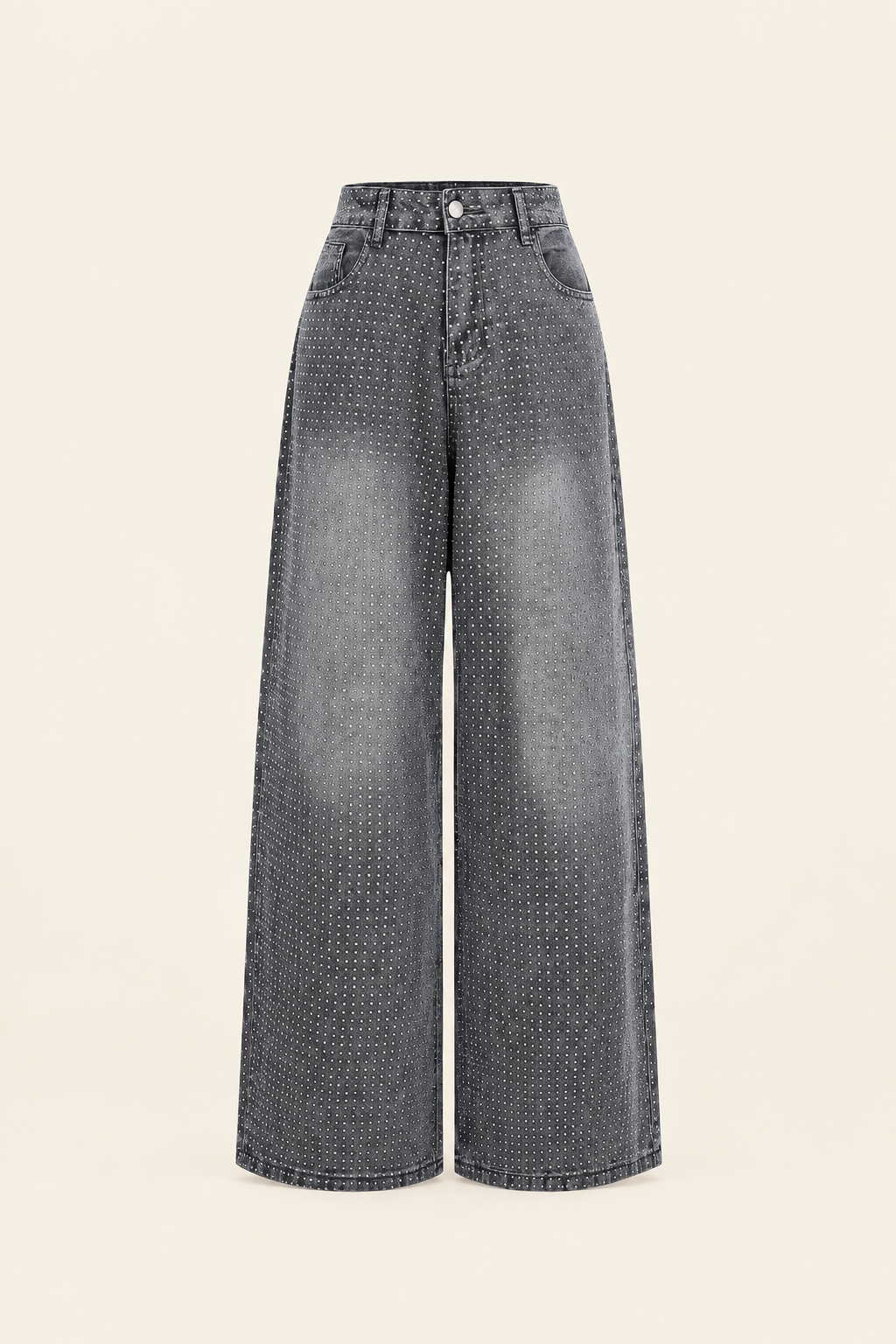 Vaqueros Adriana con strass gris