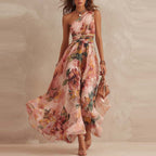 Aurora™ | Vestido maxi asimétrico rosa