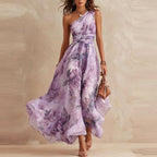 Aurora™ | Vestido maxi asimétrico lavanda