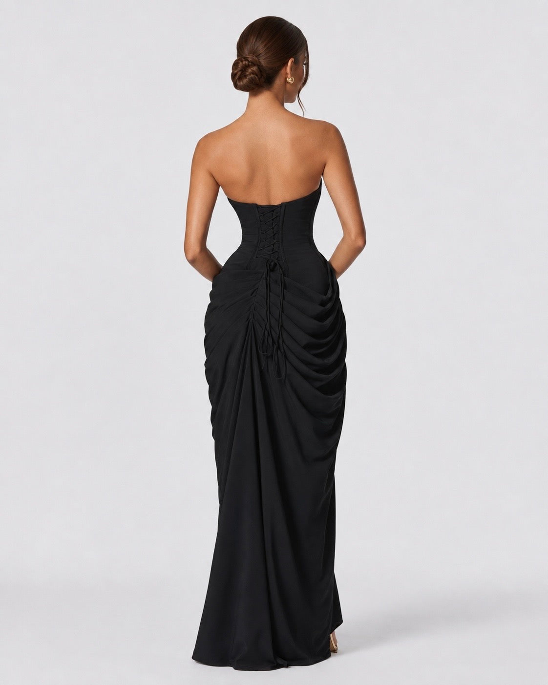 Constanza™ | Vestido largo strapless negro