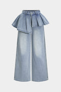Gabriela™ | JEANS DE TIRO ALTO CON VOLANTE PLISADO
