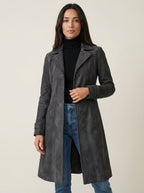 Teresa™ | Gabardina de gamuza negro