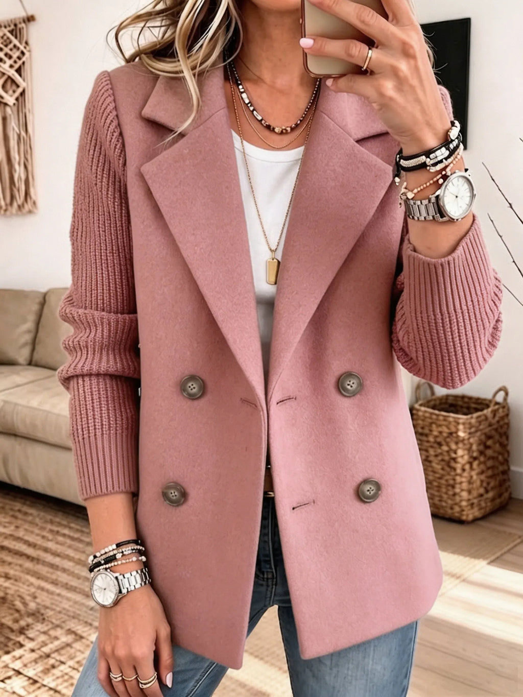 Guadalupe™ | Blazer con mangas tejidas - Rosa