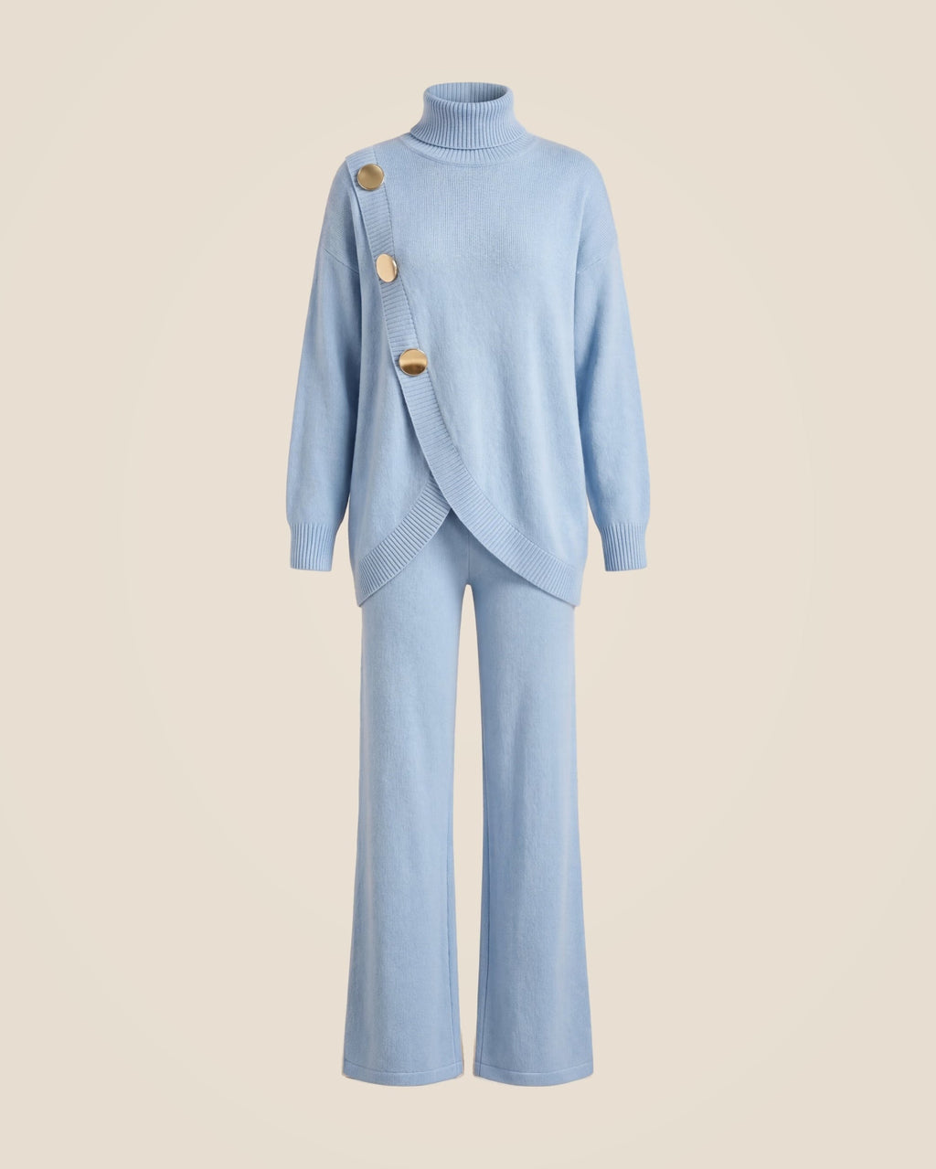 Noa™ | Conjunto tejido de suéter y pantalón ancho azul cielo