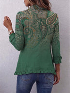 Lourdes™ | Chamarra paisley con holanes verde