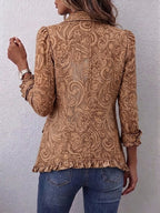 Esperanza™ | Chamarra floral con holanes floral café