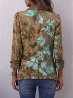 Esperanza™ | Chamarra floral con holanes floral olivo y turquesa