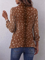 Carmen™ | Chamarra animal print con holanes café con motas