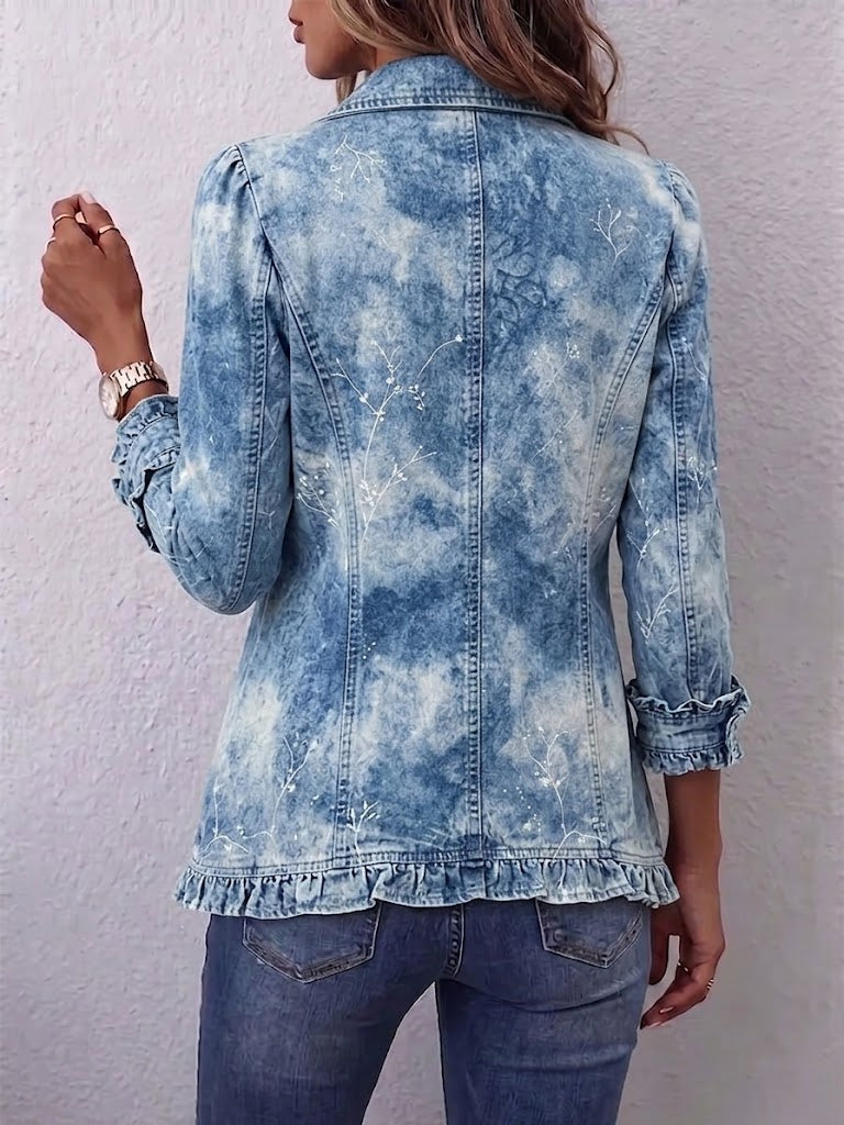 Esperanza™ | Chamarra floral con holanes floral azul